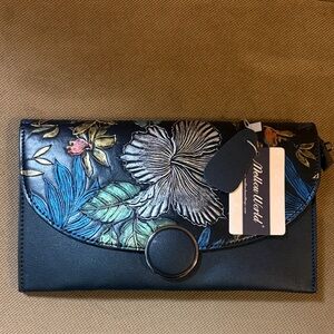 NWT Elegant Black Floral Clutch by Mellow World